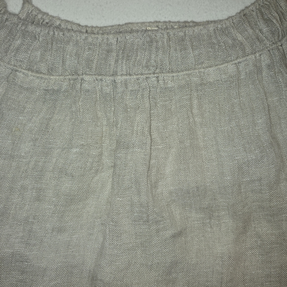Eileen Fisher Natural Linen Gauze Cami Shirring Lightweight Camisole Top - Picture 2 of 6